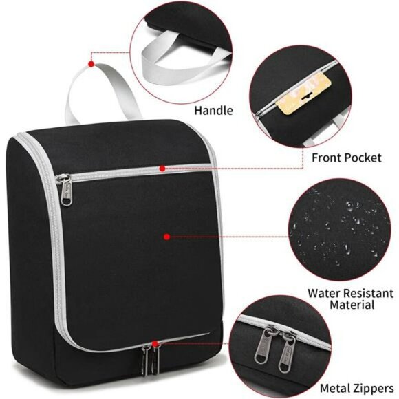 Water Repellent Hanging Toiletry Bag Travel Organizer Makeup Shaving Case - Picture 6 of 7